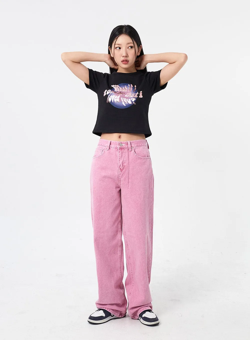 Straight Leg Cotton Pants CM315 sold by Lewkin