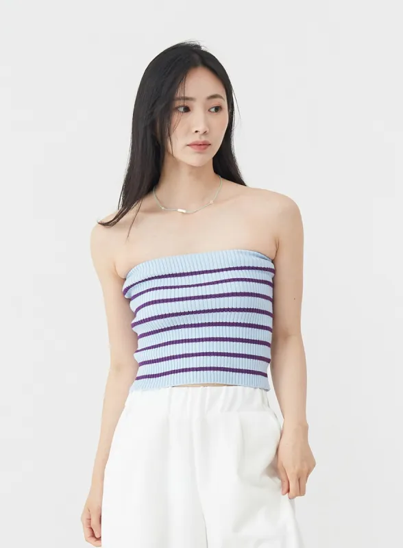 Striped Knitted Tube Top OU6 sold by Lewkin