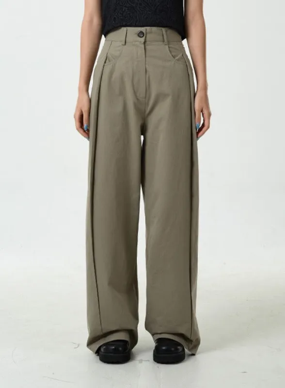 Pintuck Wide Leg Cotton Pants CU14 sold by Lewkin
