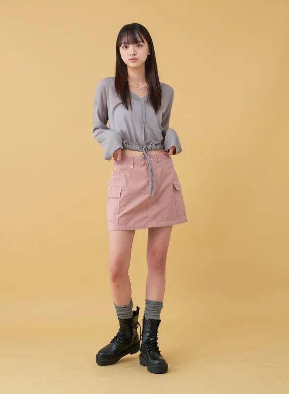Stitch Detail Pocketed Mini Skirt OU18 sold by Lewkin