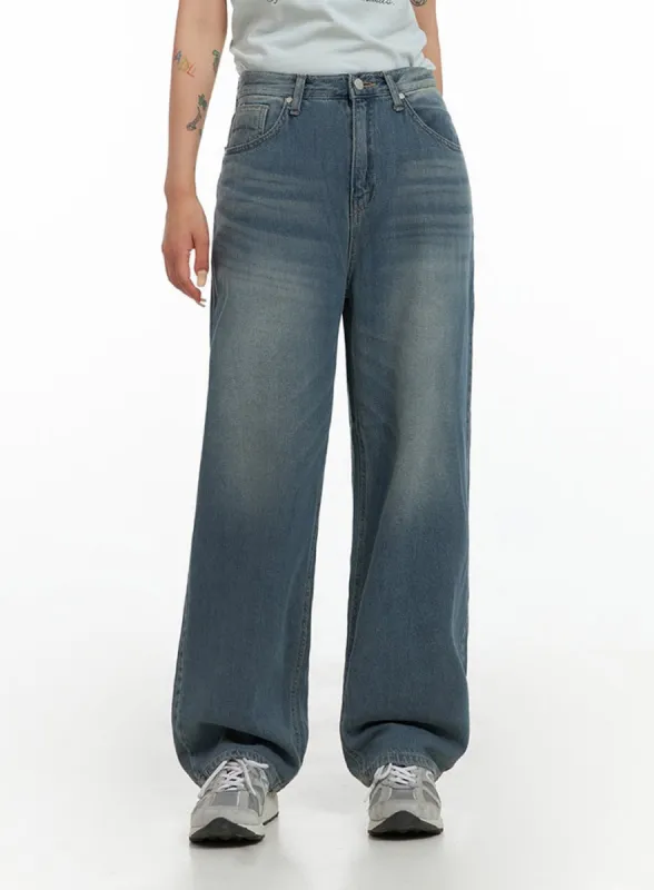 Vintage Washed Wide Leg Jeans CL415 sold by Lewkin