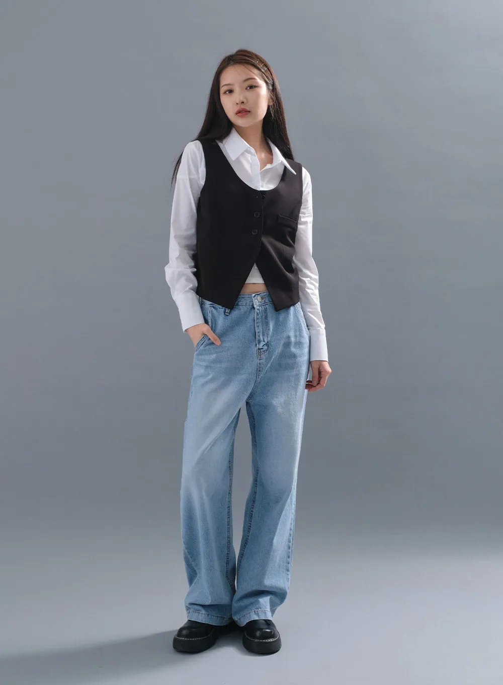 Cropped Button Down Vest CM3 sold by Lewkin product image thumbnail 3