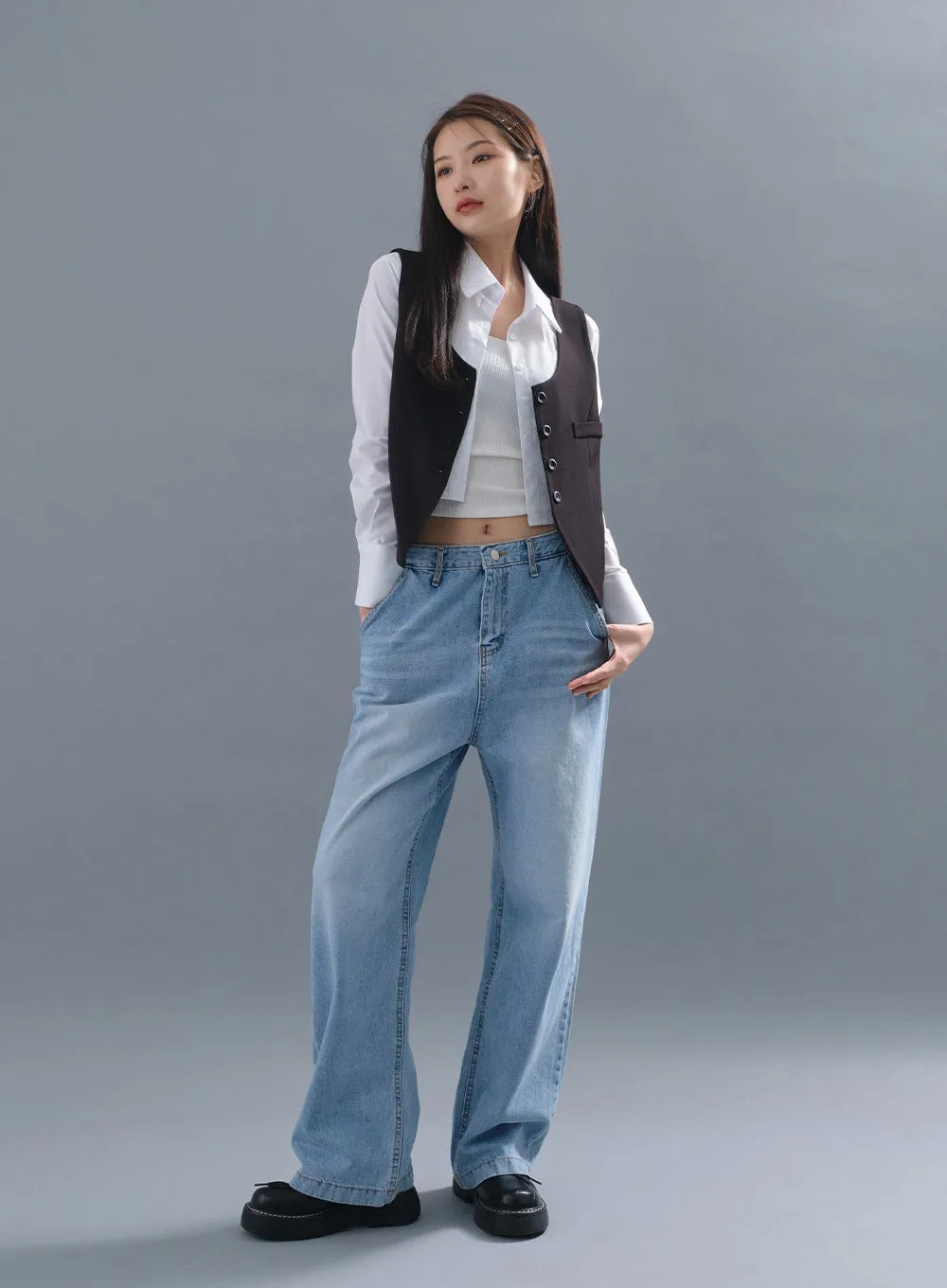 Cropped Button Down Vest CM3 sold by Lewkin product image thumbnail 2