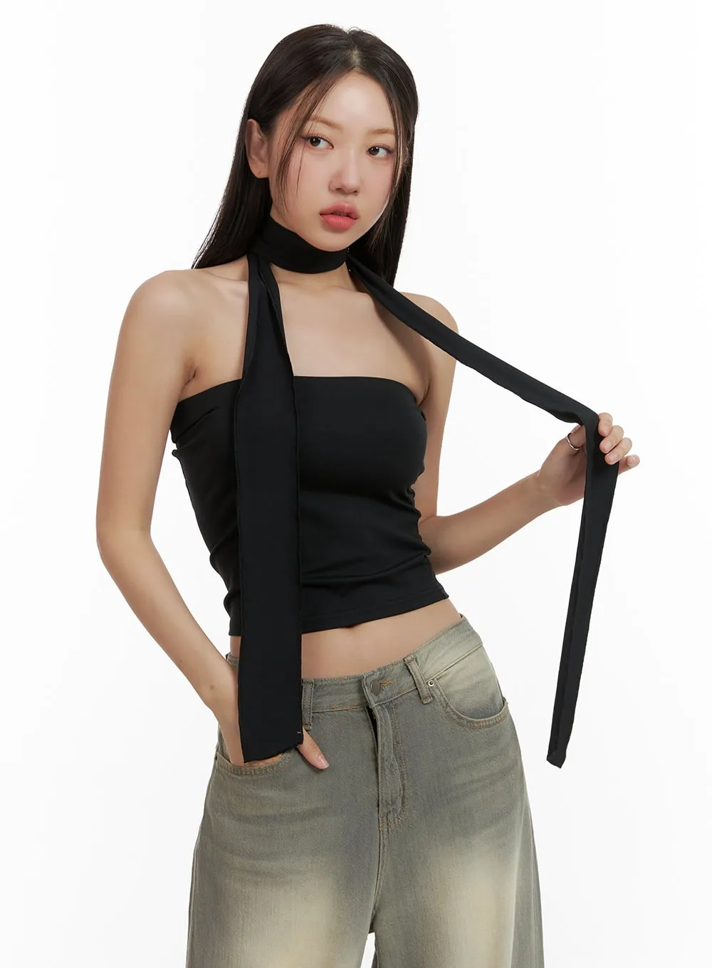 Basic Tube Top with Scarf CU404 sold by Lewkin