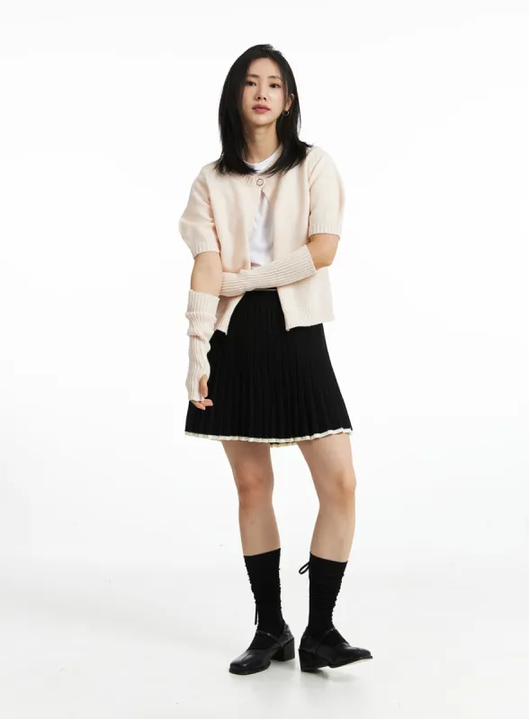 Contrast Trim Knit Mini Skirt OO319 sold by Lewkin