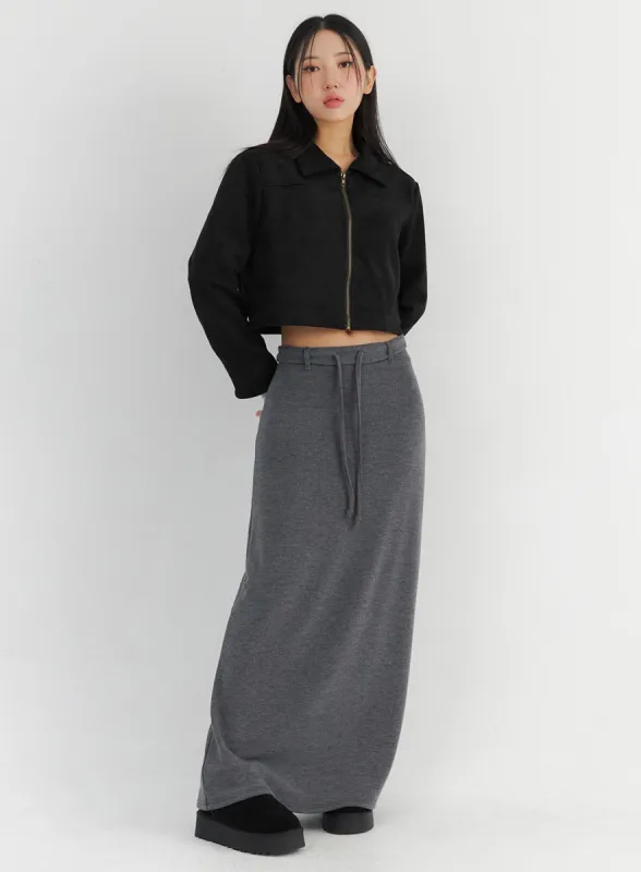 Solid Maxi Sweat-skirt CO323 sold by Lewkin