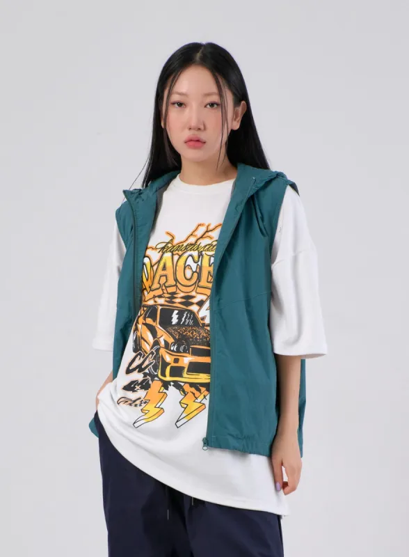 Nylon Hoodie Vest IA304 sold by Lewkin