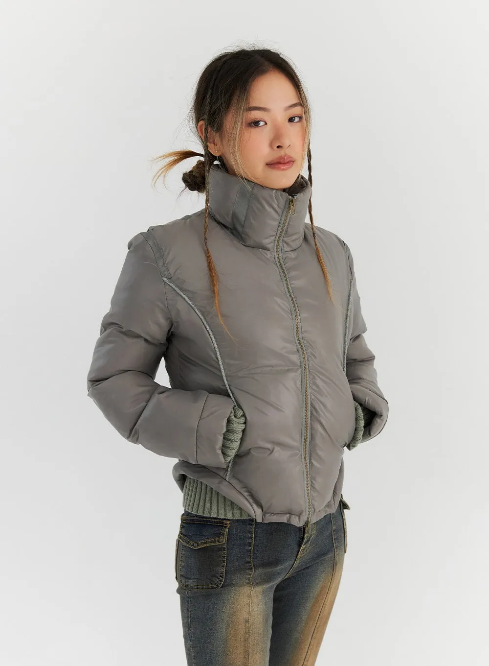 Two-Way Zip-Up Puffer Jacket CN313 sold by Lewkin product image thumbnail 5