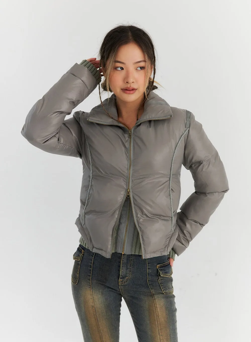 Two-Way Zip-Up Puffer Jacket CN313 sold by Lewkin product image thumbnail 4