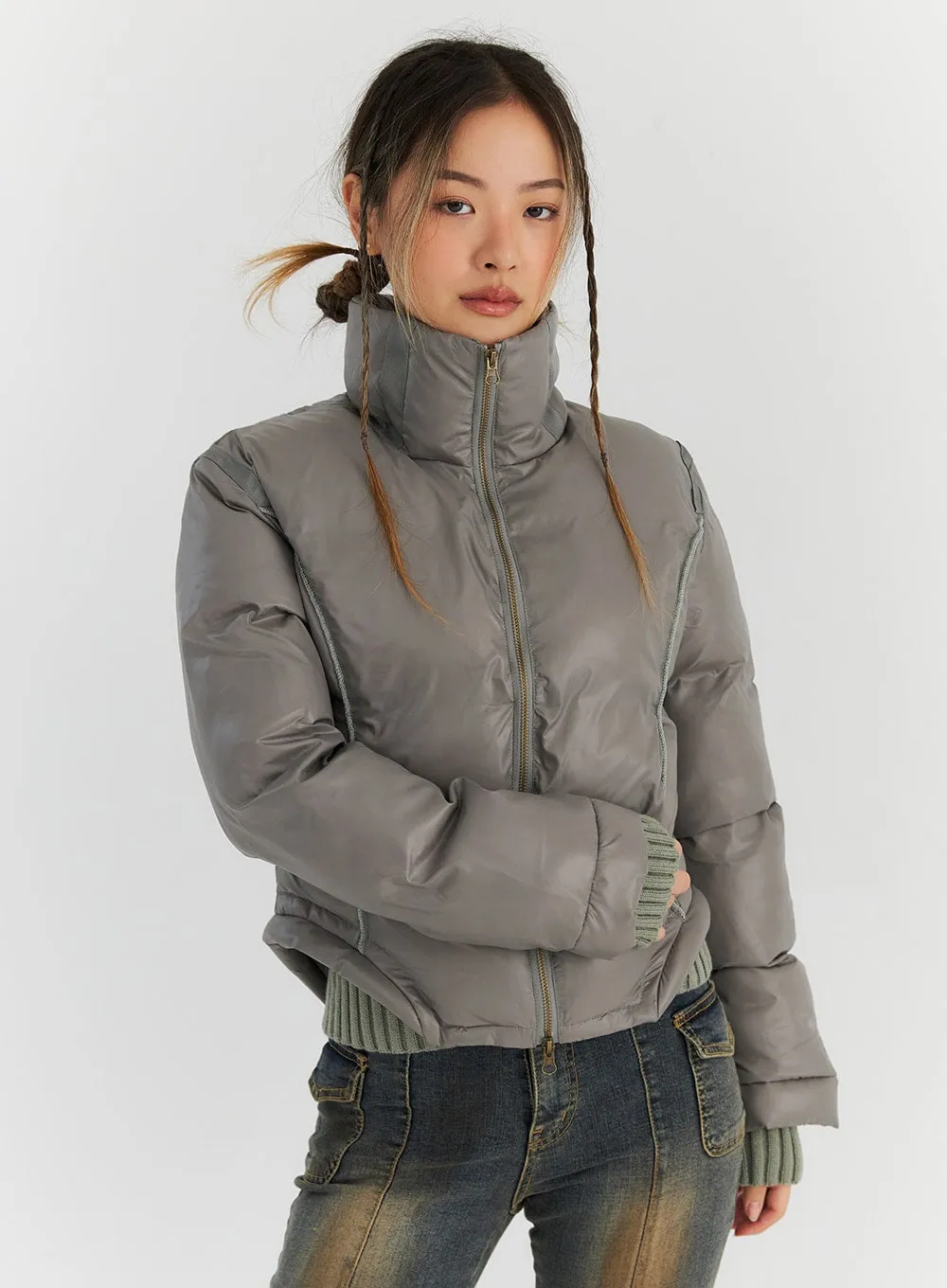 Two-Way Zip-Up Puffer Jacket CN313 sold by Lewkin