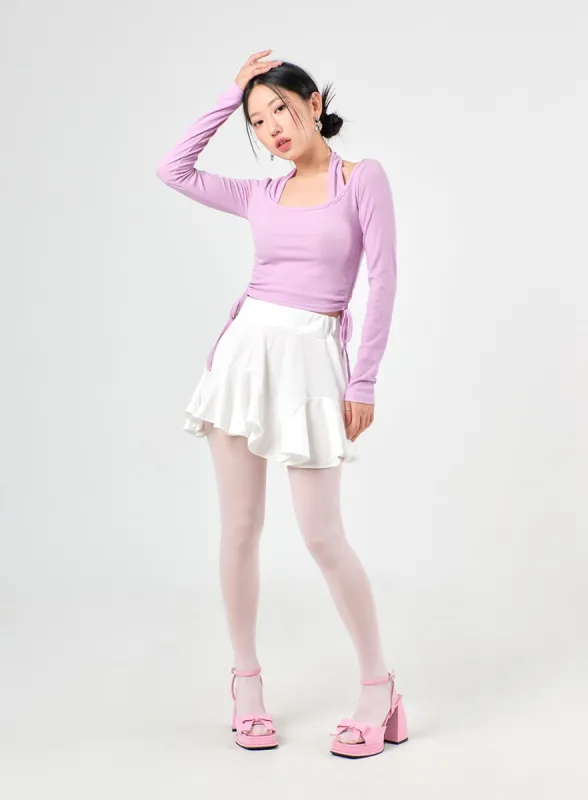 Ruffle Mini Skirt IJ430 sold by Lewkin