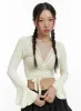 Lace V-Neck Wrapped Crop Top OL402 sold by Lewkin