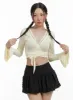 Lace V-Neck Wrapped Crop Top OL402 sold by Lewkin