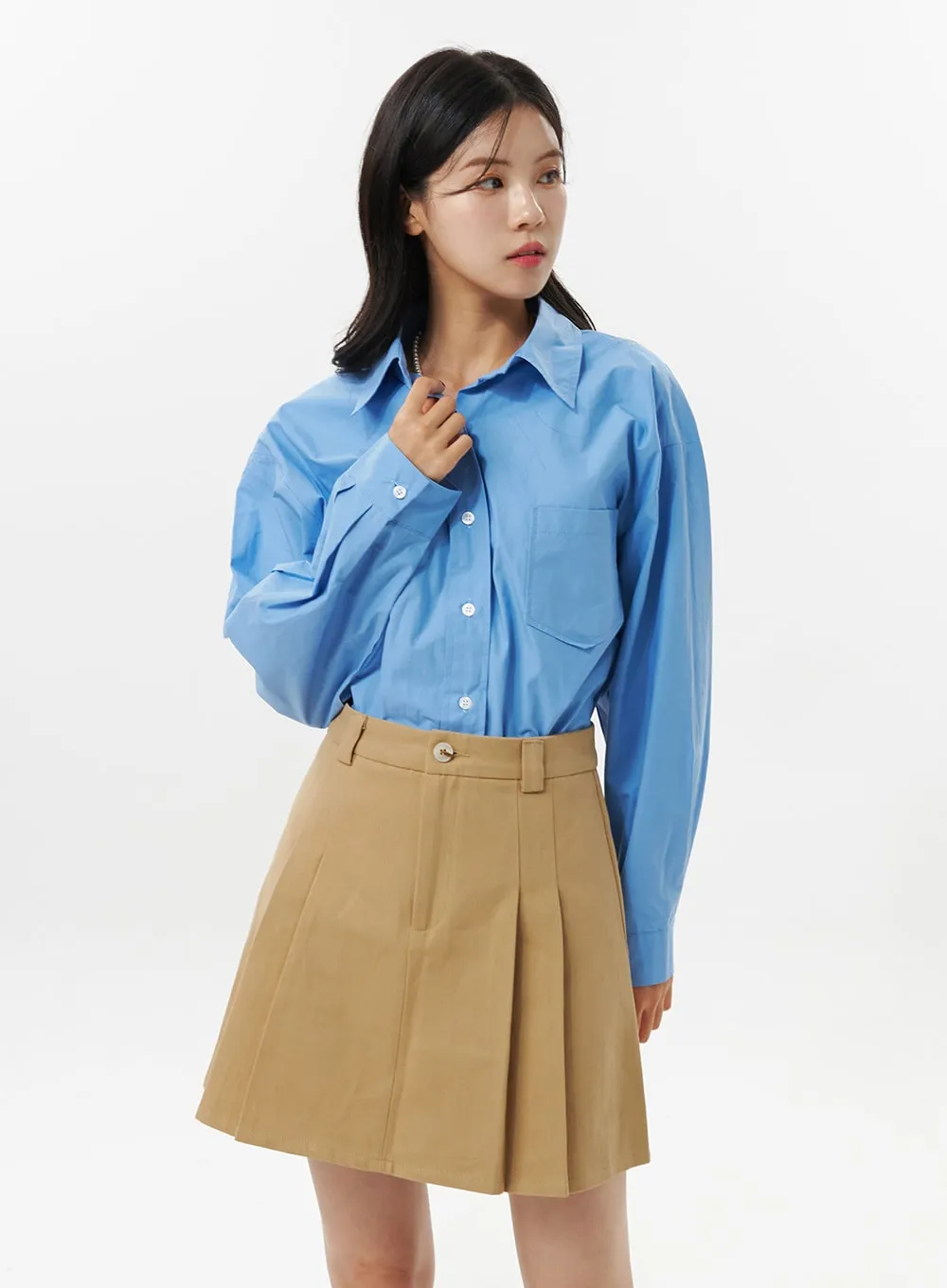 Cotton Pleated Mini Skirt OO312 sold by Lewkin product image thumbnail 5
