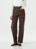 Washed Dark Brown Straight Fit Pants OG24 sold by Lewkin
