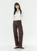Washed Dark Brown Straight Fit Pants OG24 sold by Lewkin
