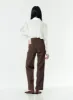 Washed Dark Brown Straight Fit Pants OG24 sold by Lewkin
