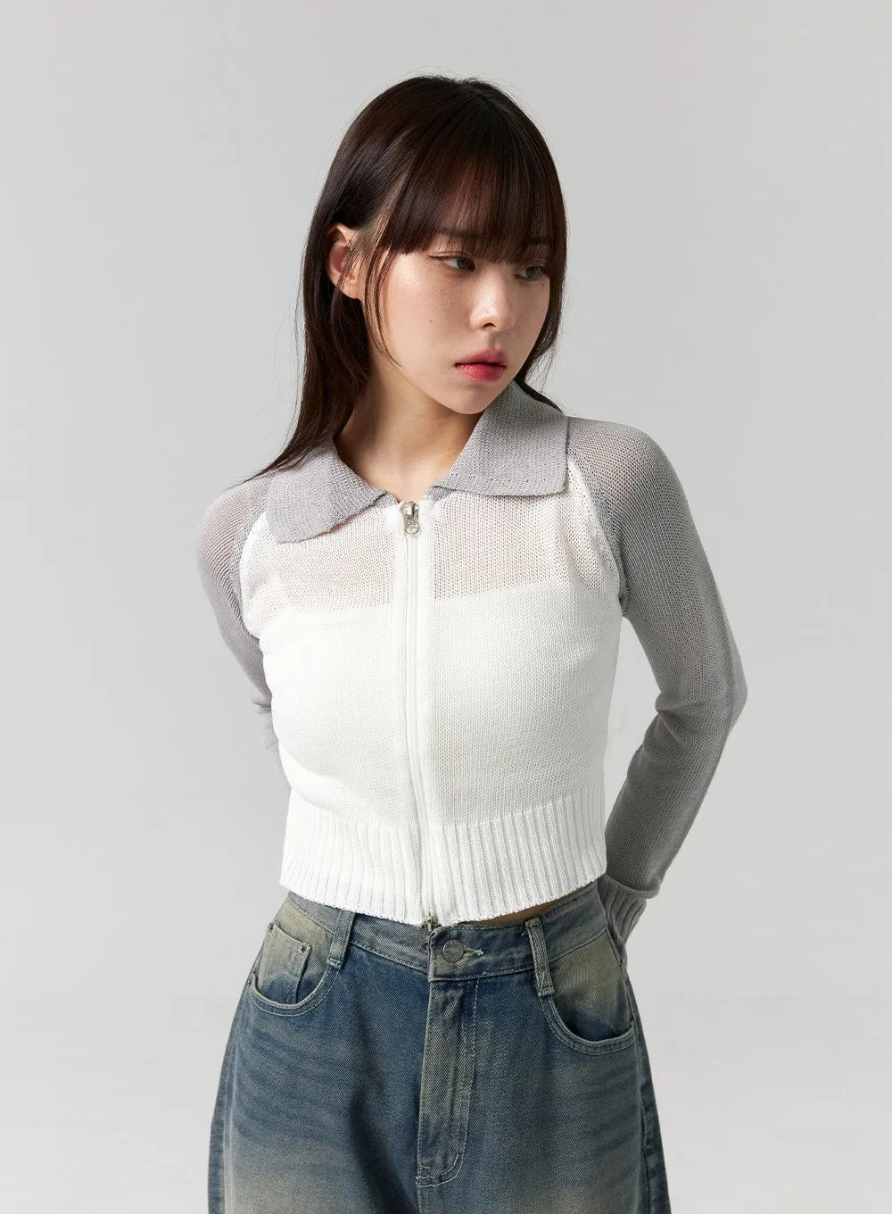 Collar Zip-Up Knit Sweater CG330 sold by Lewkin product image thumbnail 4