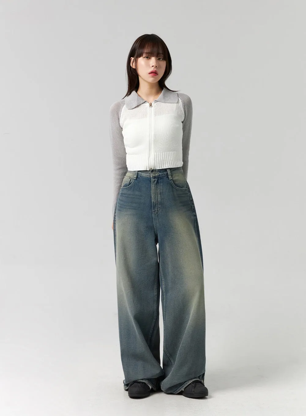 Collar Zip-Up Knit Sweater CG330 sold by Lewkin product image thumbnail 2