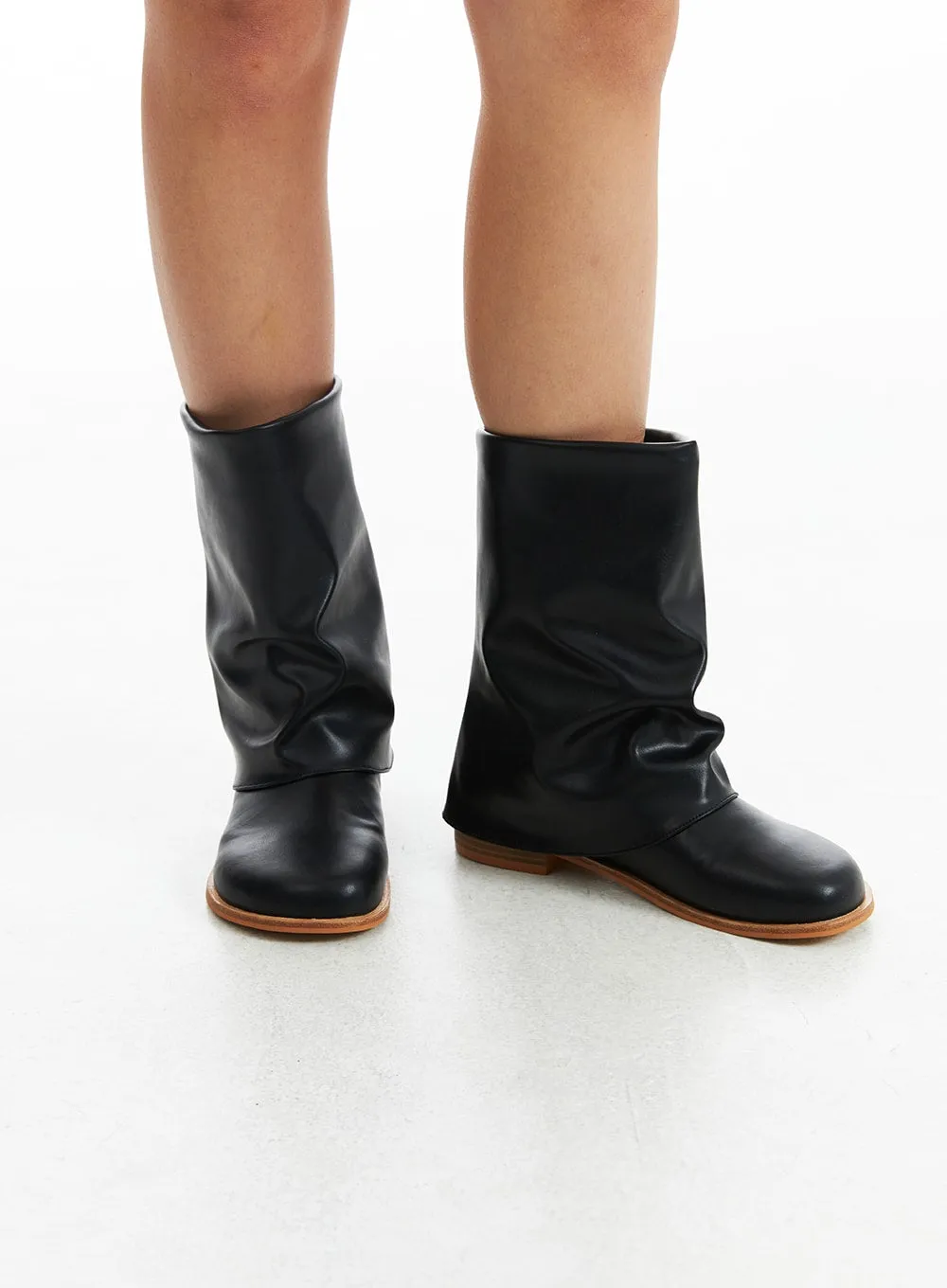 Slouched Leather Mid-Calf Boots CO318 sold by Lewkin product image thumbnail 3