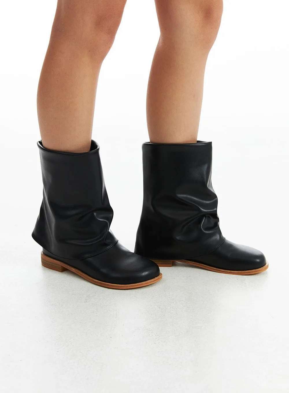 Slouched Leather Mid-Calf Boots CO318 sold by Lewkin