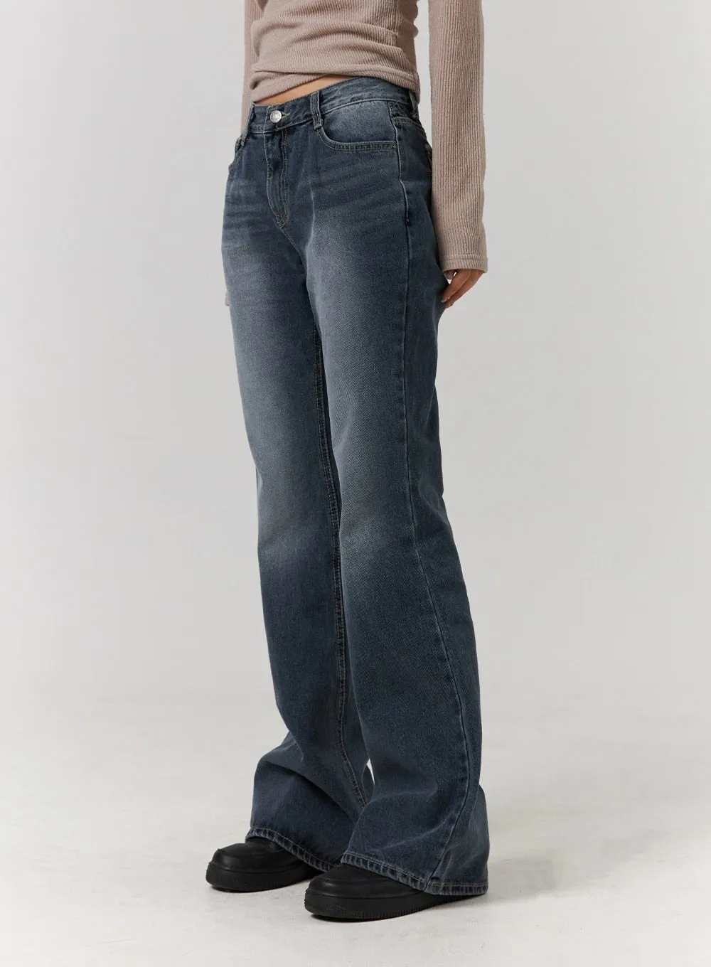Washed Denim Bootcut Jeans CD329 sold by Lewkin product image thumbnail 5