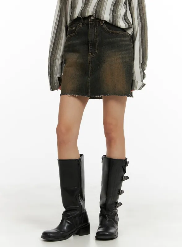 Destroyed Hem Denim Mini Skirt CM427 sold by Lewkin
