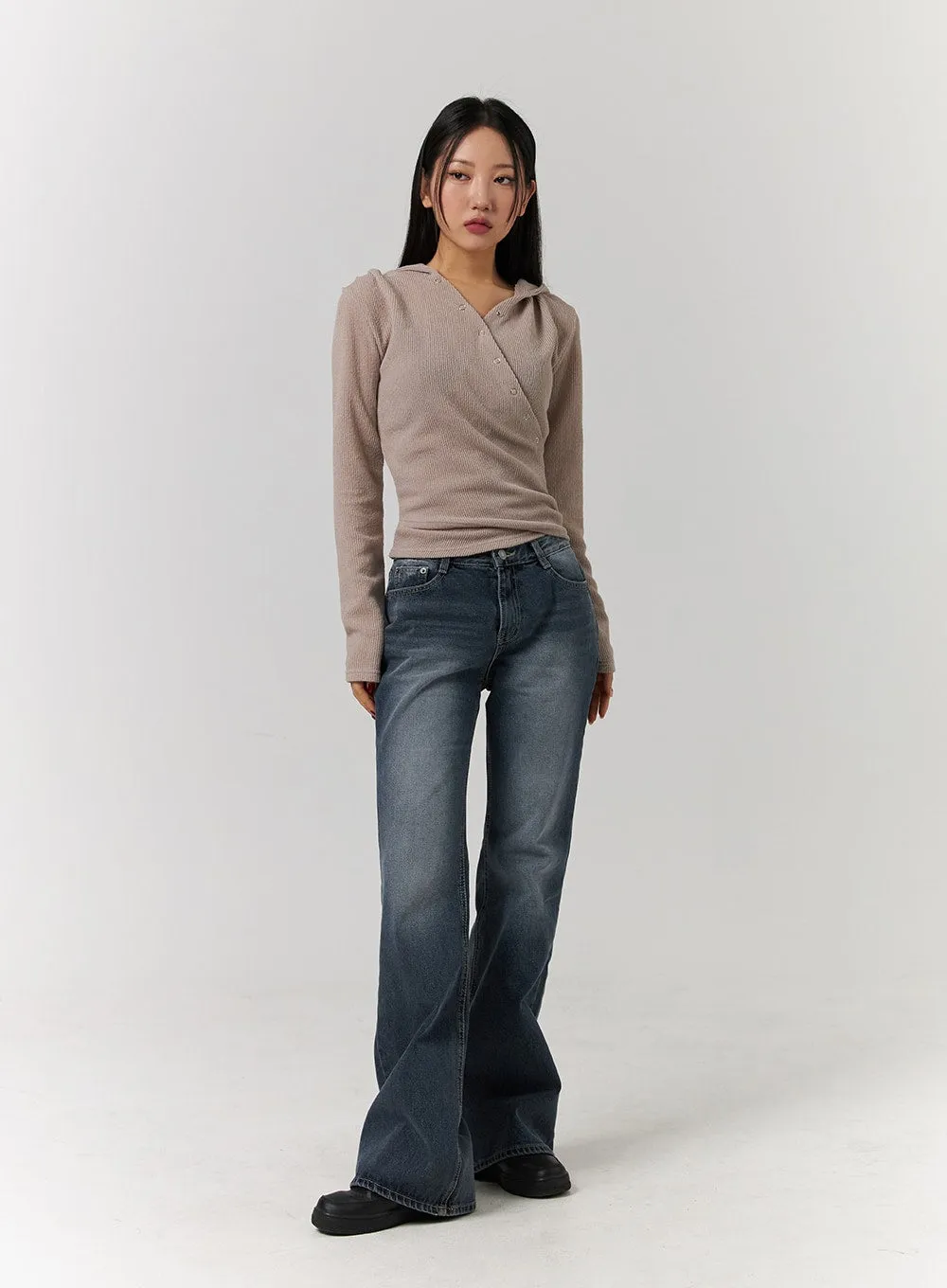 Washed Denim Bootcut Jeans CD329 sold by Lewkin product image thumbnail 3