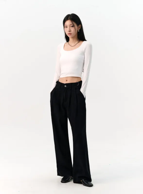 Pintuck Tab Wide Pants IO320 sold by Lewkin