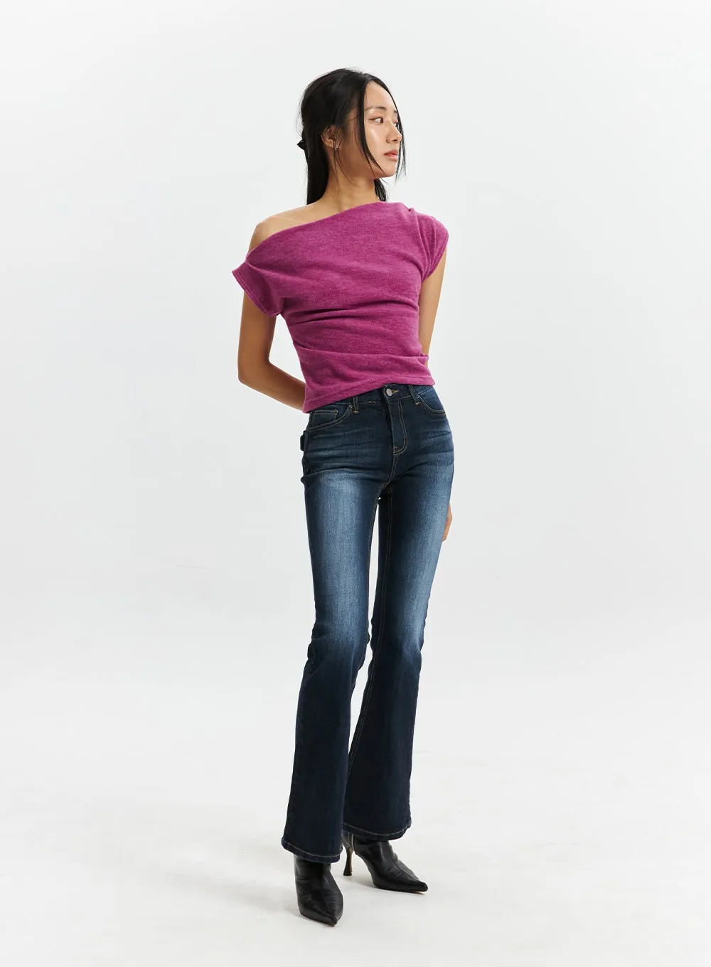 Blue Washed Bootcut Jeans CD321 sold by Lewkin product image thumbnail 2
