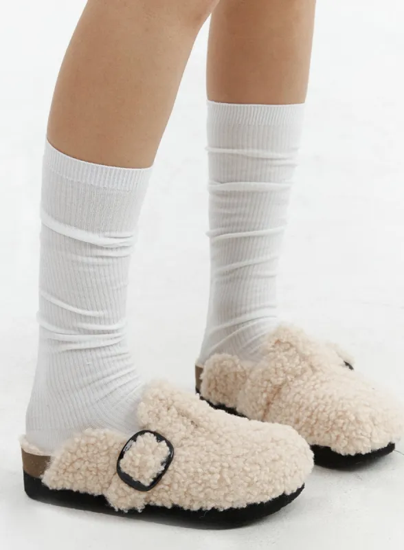 Faux Shearling Buckle Clogs CJ424 sold by Lewkin