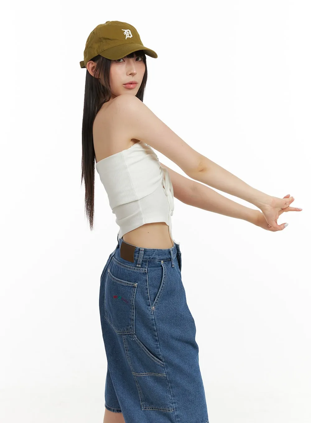 Shirred Tube Crop Top CU424 sold by Lewkin product image thumbnail 4