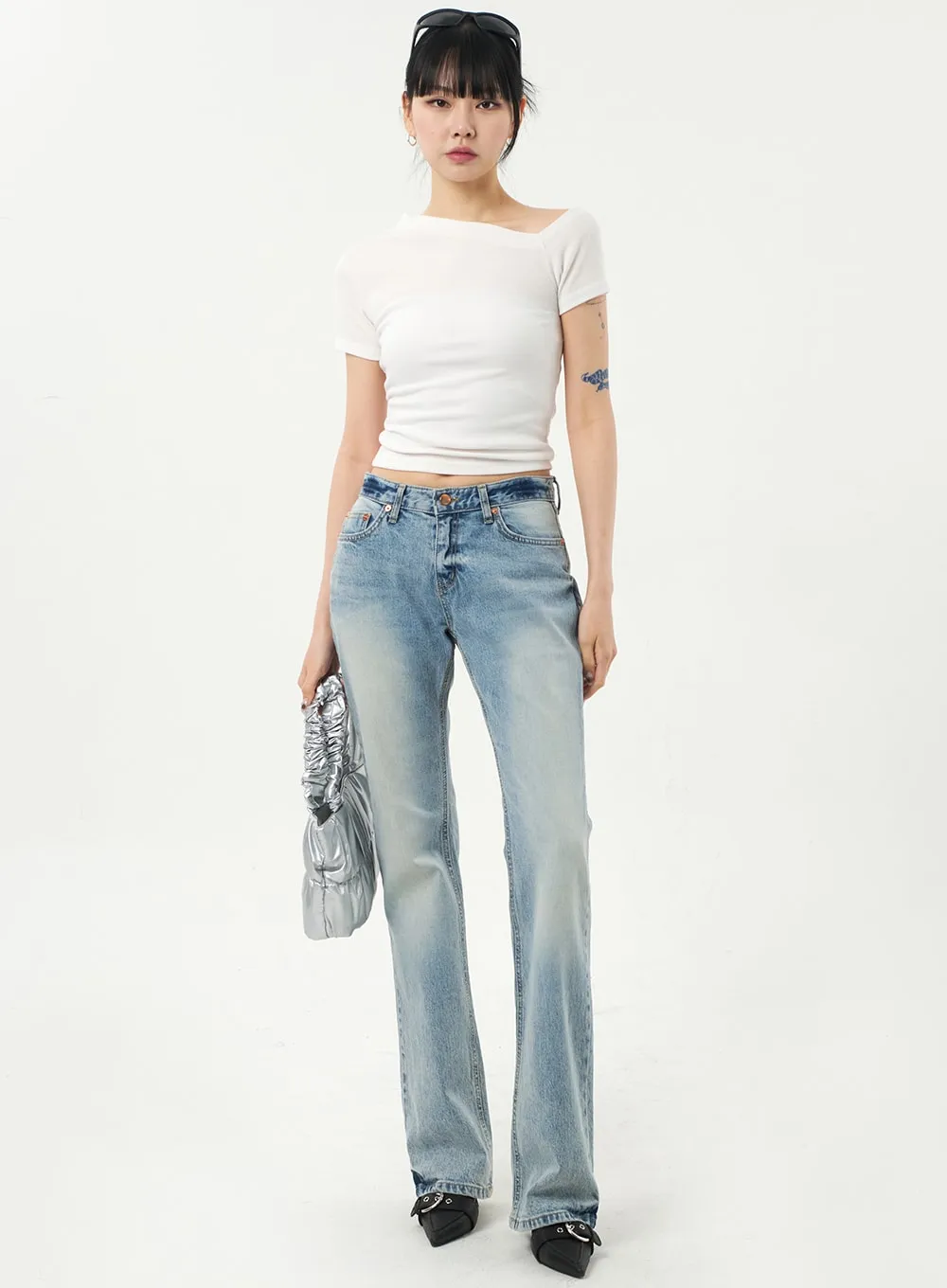Low Rise Bootcut Jeans CA328 sold by Lewkin