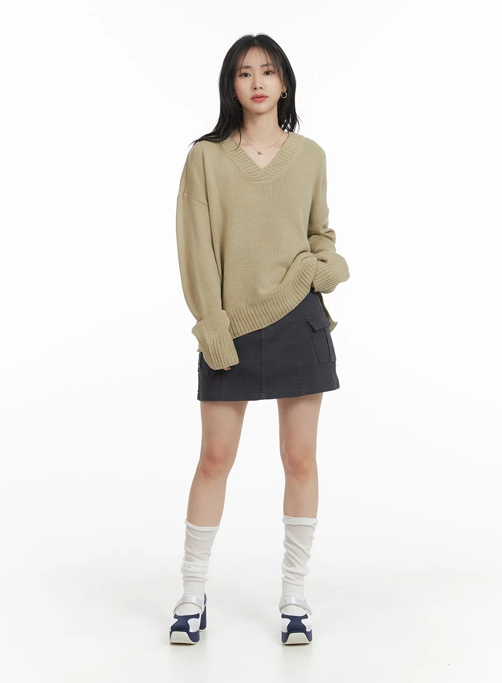 Solid Cargo Mini Skirt OM408 sold by Lewkin product image thumbnail 2