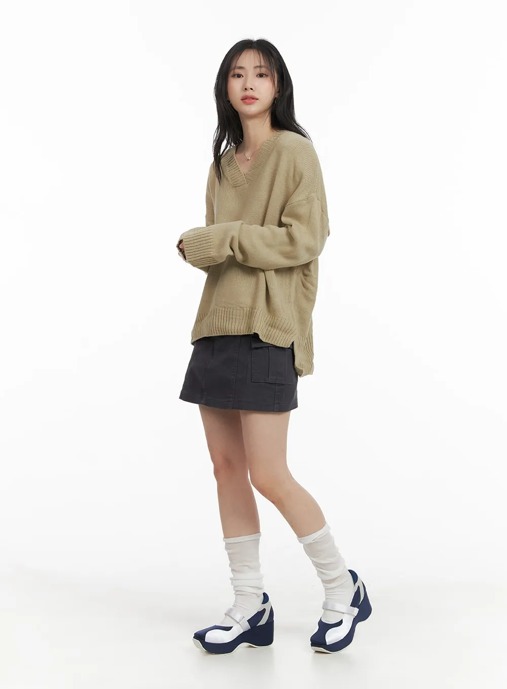 Solid Cargo Mini Skirt OM408 sold by Lewkin product image thumbnail 3
