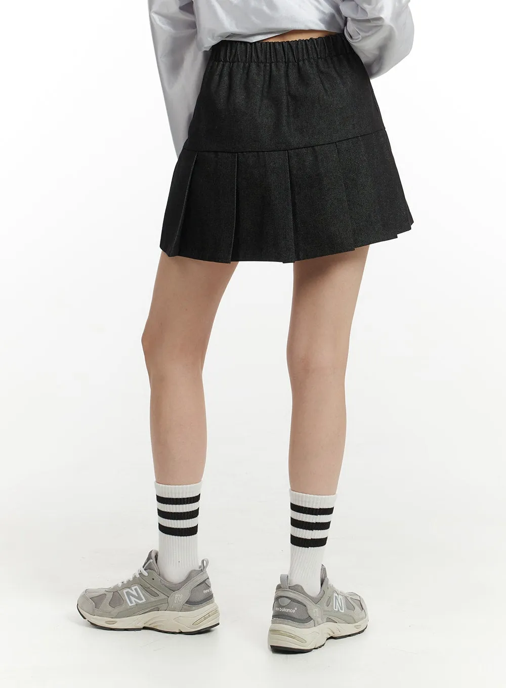 Solid Pleated Cotton Mini Skirt IM406 sold by Lewkin product image thumbnail 5