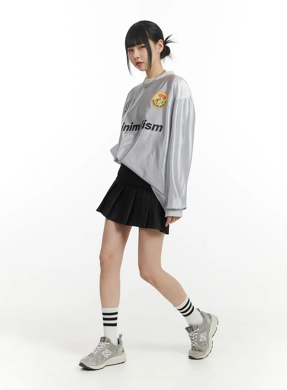 Solid Pleated Cotton Mini Skirt IM406 sold by Lewkin product image thumbnail 3