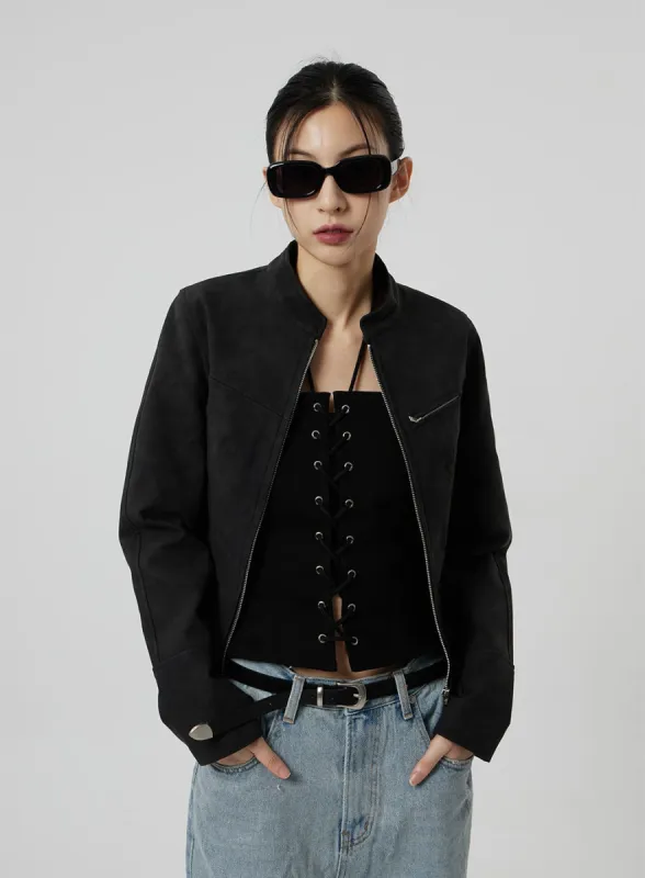 Faux Leather Vintage Jacket CF309 sold by Lewkin