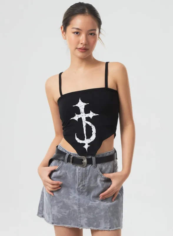 Thin Strap Graphic Top CM329 sold by Lewkin