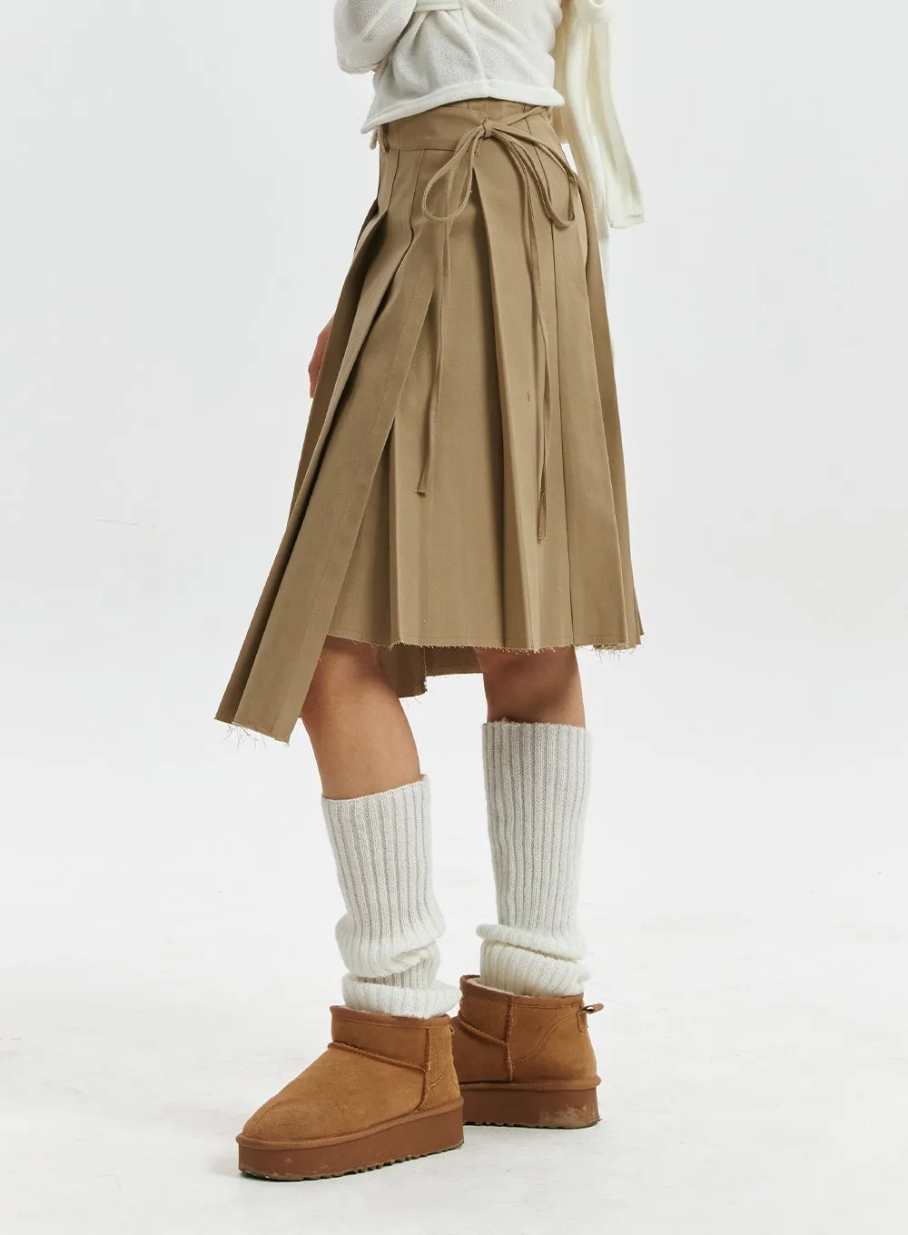 Knotted Wrap Mid-Pleated Skirt CD319 sold by Lewkin product image thumbnail 5