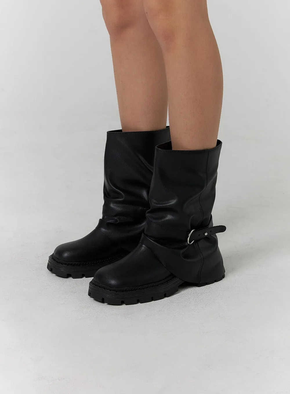 Buckle Midi Boots CD318 sold by Lewkin