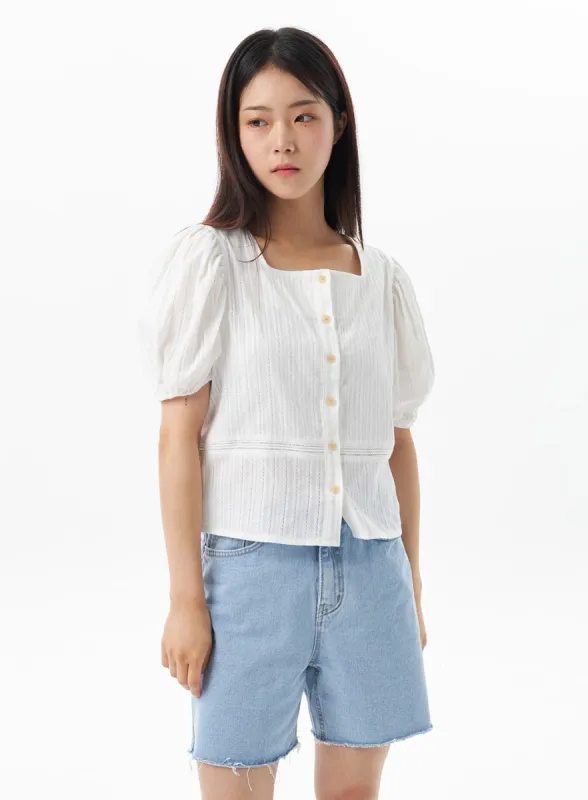 Square Neck Blouse OU319 sold by Lewkin