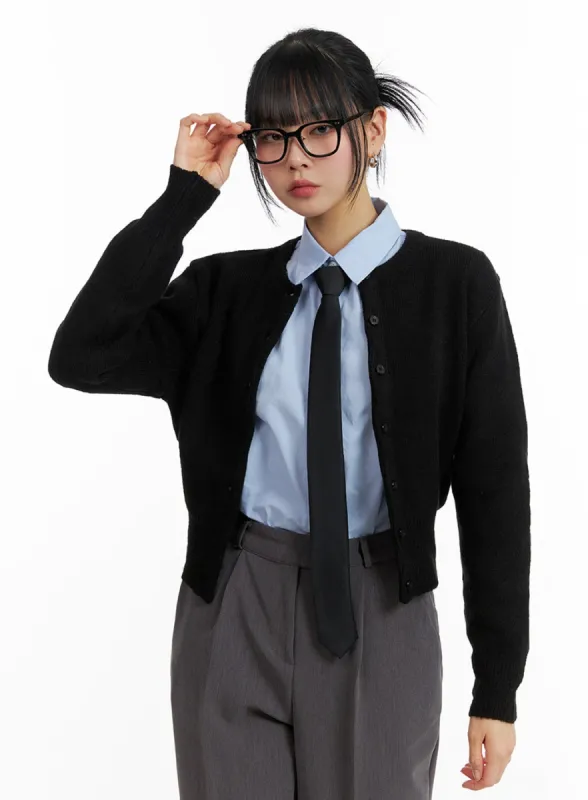 Round Neck Buttoned Cardigan IF402 sold by Lewkin