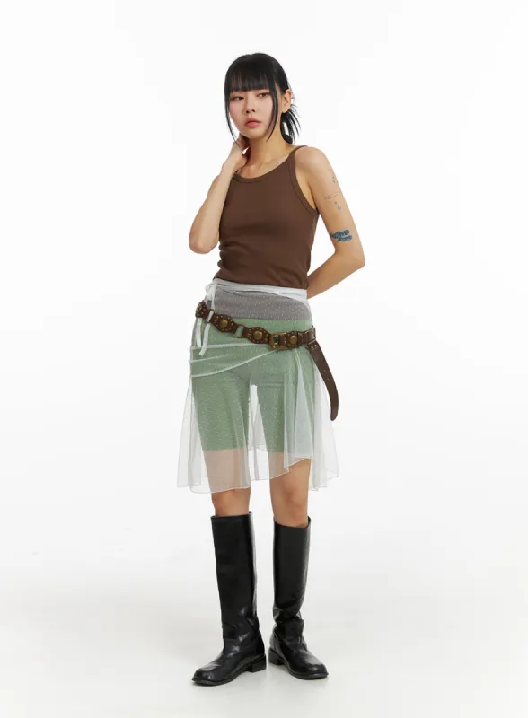 Mesh Polka Dot Cover-Up Skirt IM414 sold by Lewkin