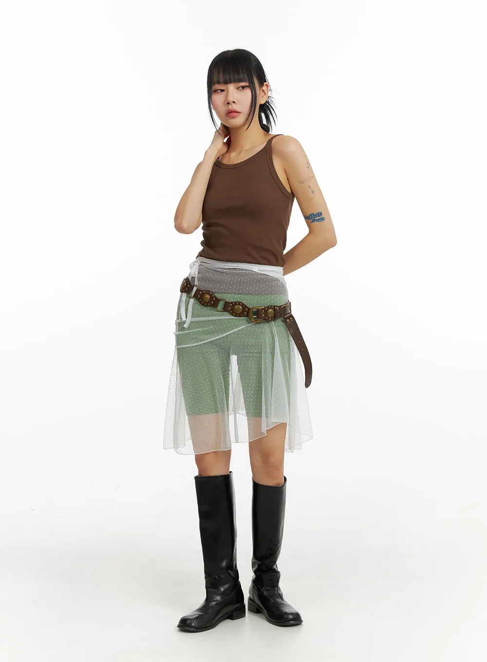 Mesh Polka Dot Cover-Up Skirt IM414 sold by Lewkin