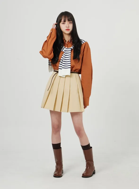 Simple Pleated Mini Skirt OF324 sold by Lewkin