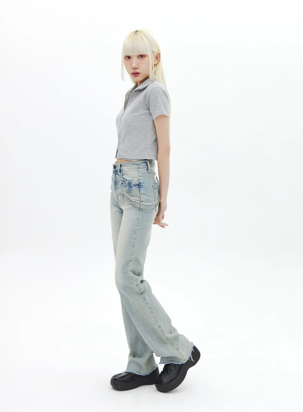 High Waist Bootcut Jeans BA320 sold by Lewkin product image thumbnail 5