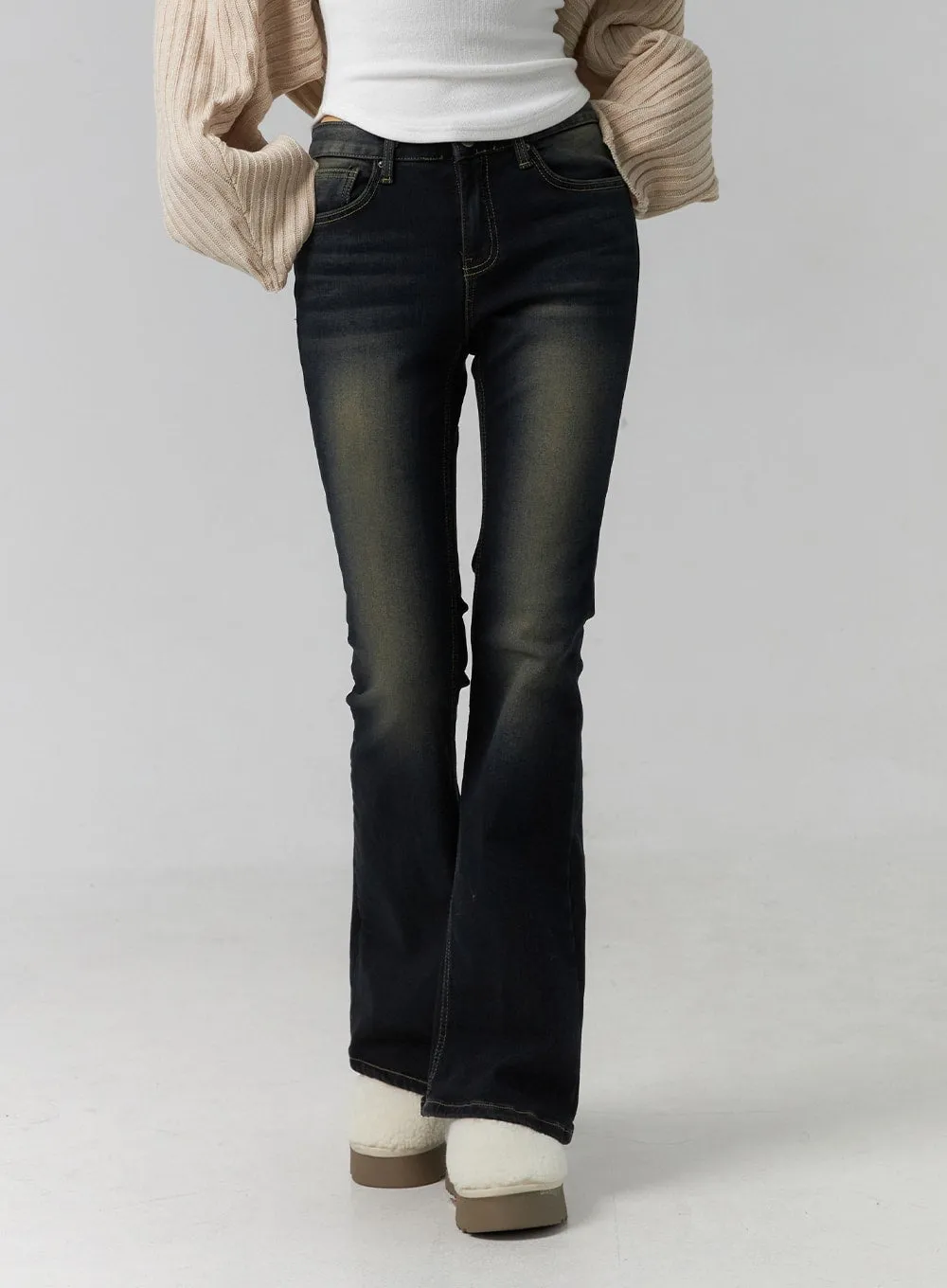 Washed Low Rise Bootcut Jeans CD308 sold by Lewkin product image thumbnail 4