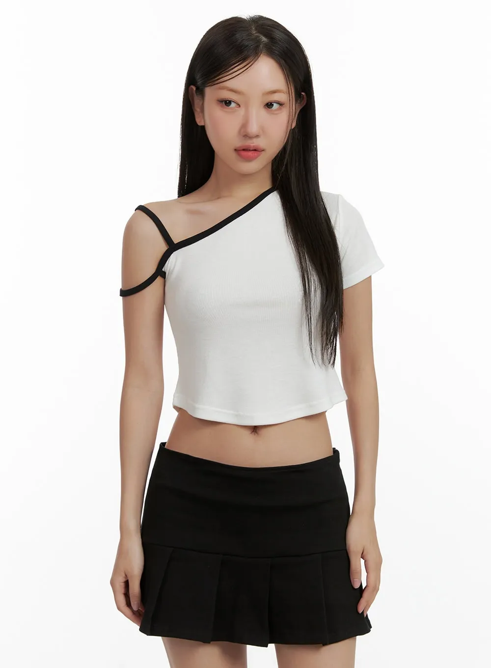 One-Shoulder Crop Tee CU407 sold by Lewkin