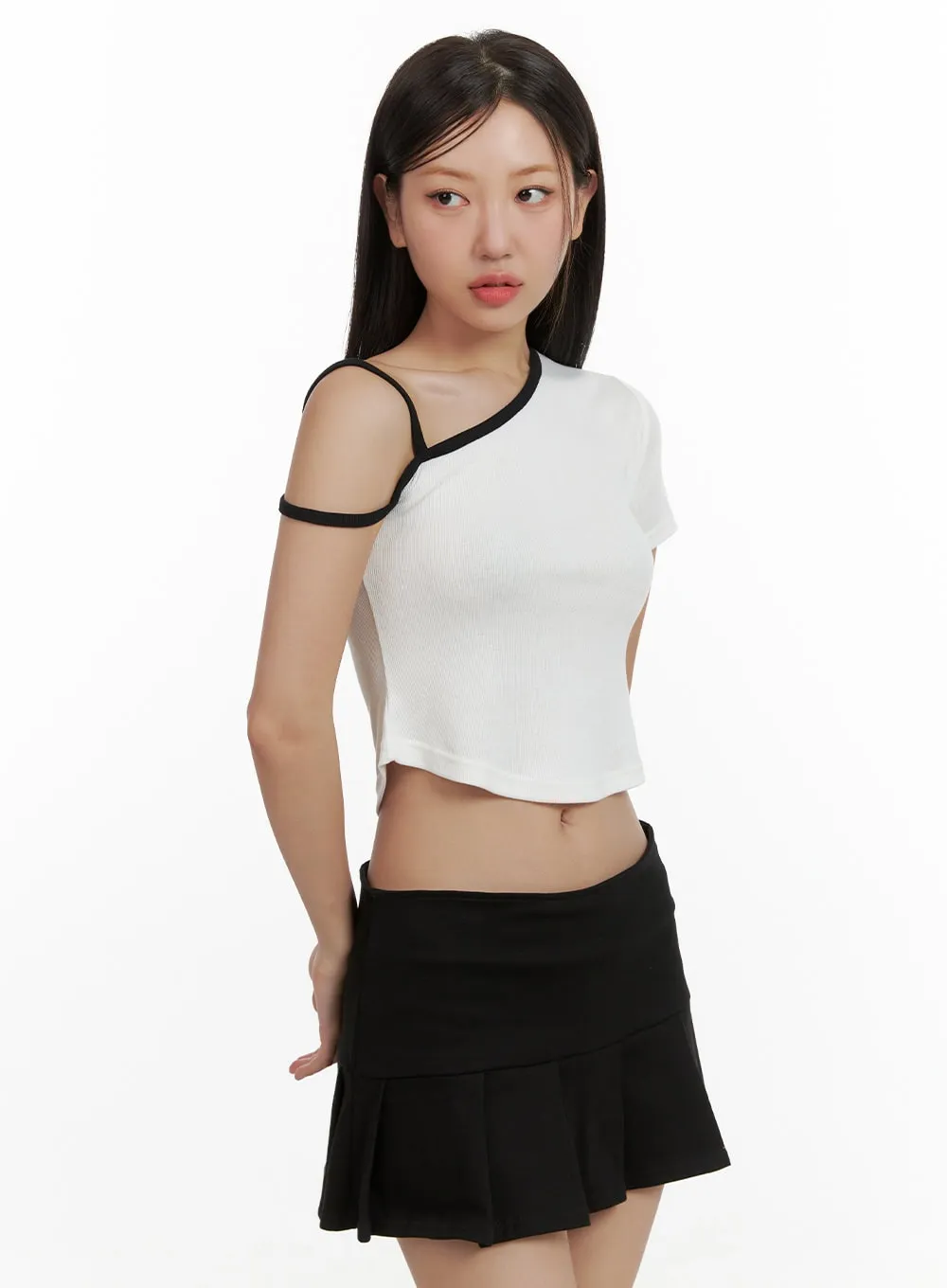 One-Shoulder Crop Tee CU407 sold by Lewkin product image thumbnail 4